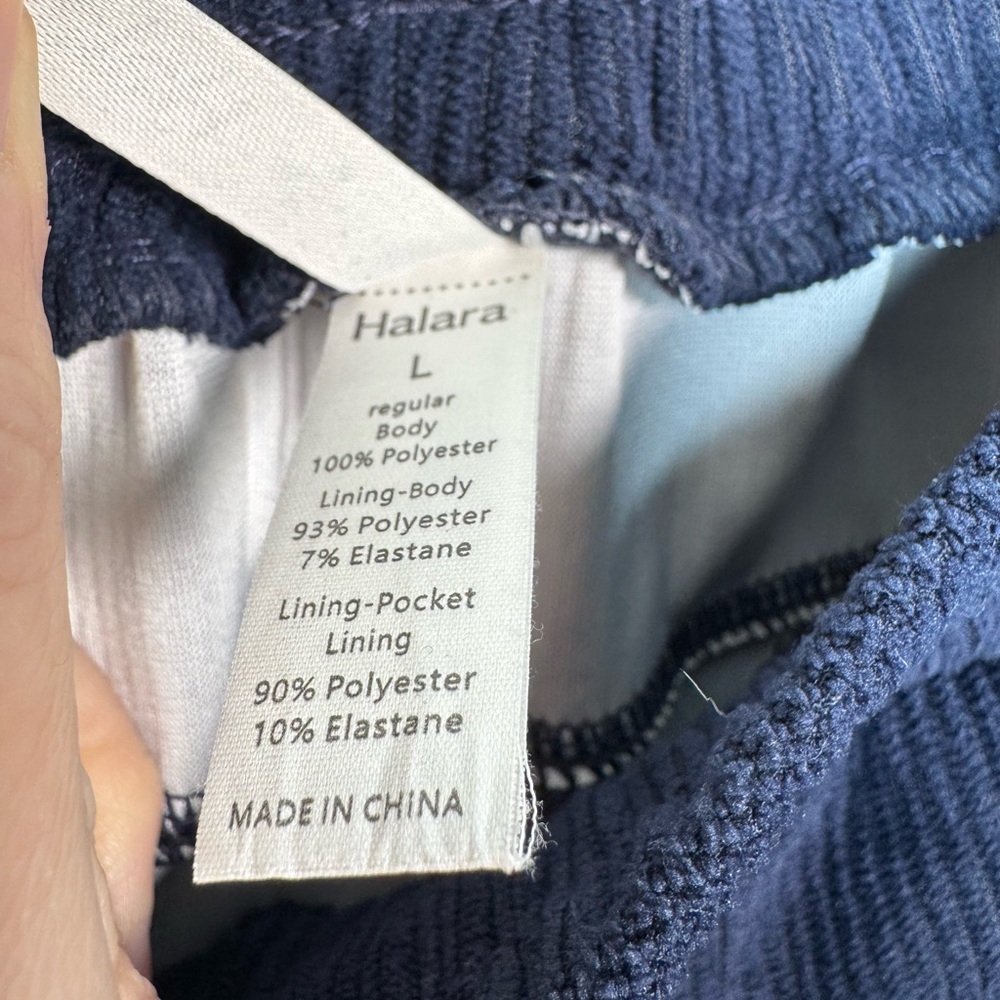 HALARA Navy Wide Leg Corduroy Pants High Rise Pockets Casual L - Picture 6 of 8
